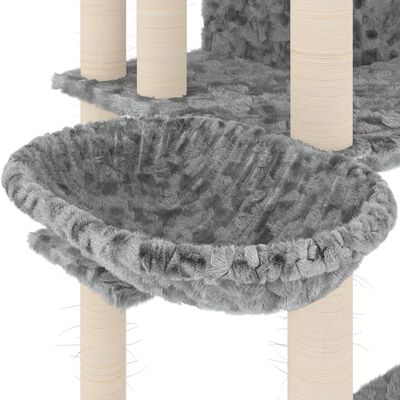 vidaXL Arbre à chat avec griffoirs en sisal Gris clair 191 cm