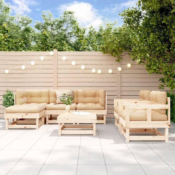 vidaXL Salon de jardin 7 pcs Bois de pin massif