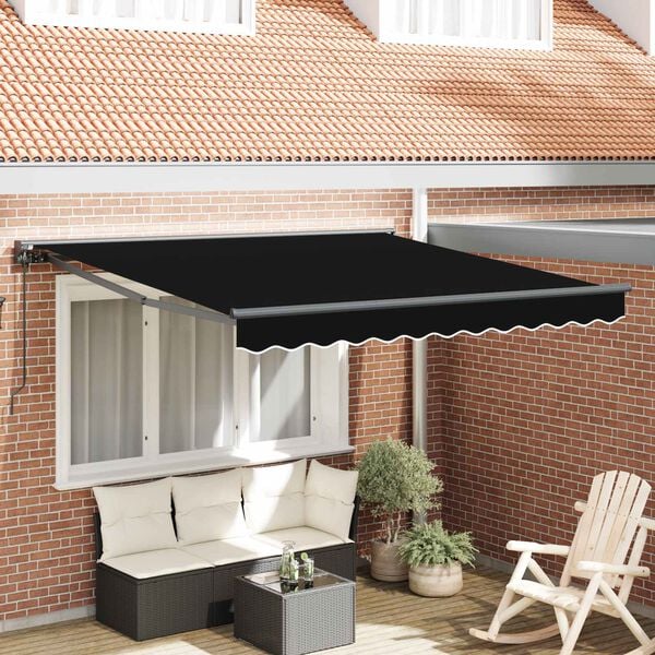 vidaXL Auvent R&eacute;tractable Noir 300 x 250 cm Aluminium et Tissu