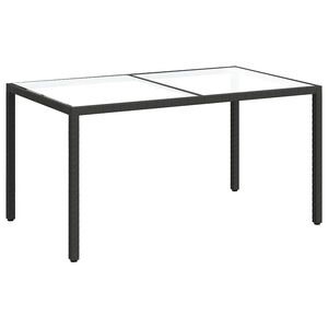 vidaXL Table de jardin 150x90x75cm Verre tremp&eacute; et r&eacute;sine tress&eacute;e Noir