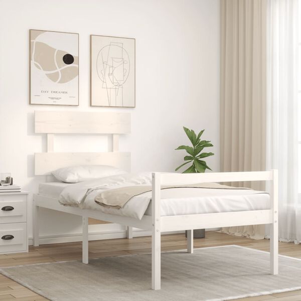 vidaXL Lit pour personne &acirc;g&eacute;e sans matelas blanc bois massif