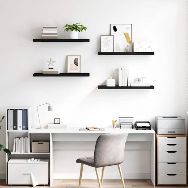 vidaXL &Eacute;tag&egrave;res murales flottantes 4 pcs noir 80x23,5x3,8 cm MDF