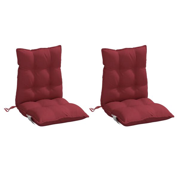 vidaXL Coussins de chaise &agrave; dossier bas lot de 2 rouge bordeaux