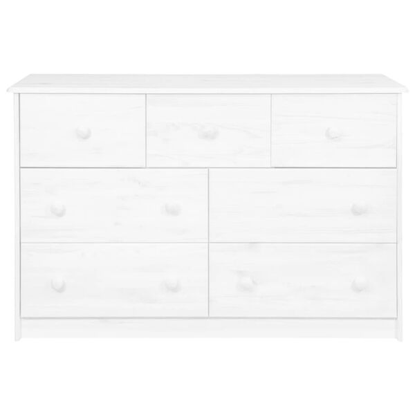 vidaXL Buffet 7 tiroirs Blanc 113x35x73 cm Bois de pin massif