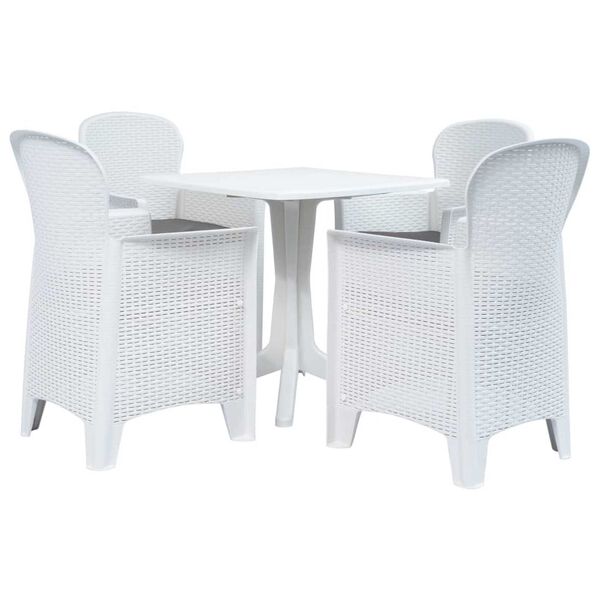 vidaXL Ensemble &agrave; d&icirc;ner d'ext&eacute;rieur 5 pcs Plastique rotin Blanc