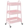 vidaXL Chariot de rangement &agrave; 3 niveaux Rose 42 x 41,5 x 77 cm Acier