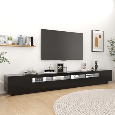 vidaXL Meuble TV avec lumières LED Noir 300x35x40 cm