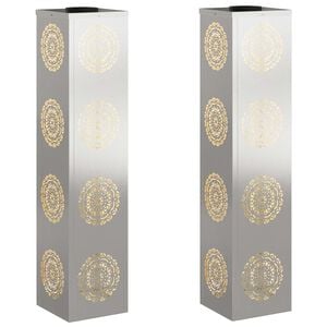 vidaXL Lumi&egrave;re de chemin LED solaire 2 pc Blanc chaud 18 x 18 x 80 cm