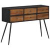 vidaXL Table console avec tiroirs 116x30x76 cm teck massif r&eacute;cup&eacute;r&eacute;