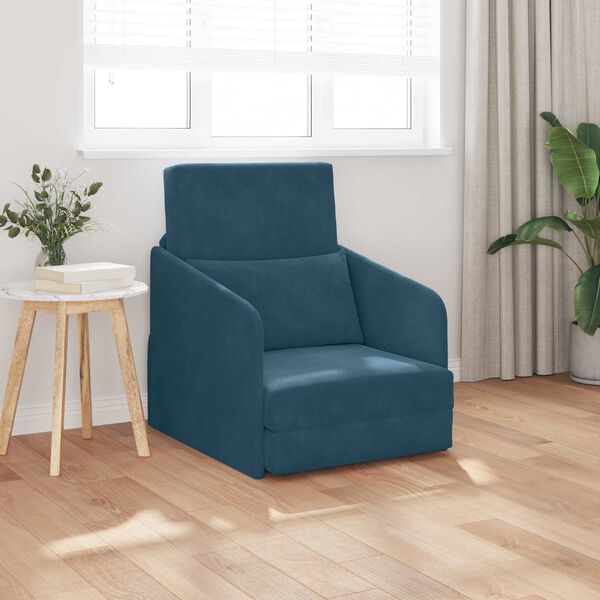 vidaXL Canap&eacute;-Lit Bleu 65 x 80 x 83 cm Velours