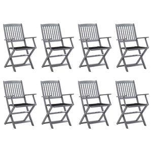 vidaXL Chaises pliables d'ext&eacute;rieur lot de 8 et coussins Bois d'acacia