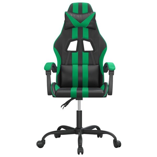 vidaXL Chaise de jeu pivotante Noir et vert Similicuir