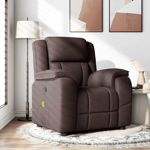 vidaXL Fauteuil de massage inclinable Marron foncé Tissu