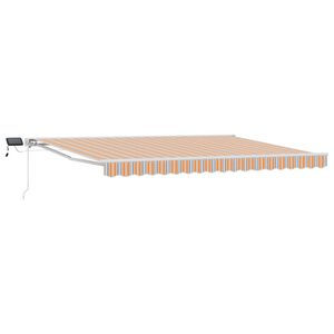 vidaXL Cadre de store manuel avec LEDs Orange et Gris 4 &times; 3,5 m