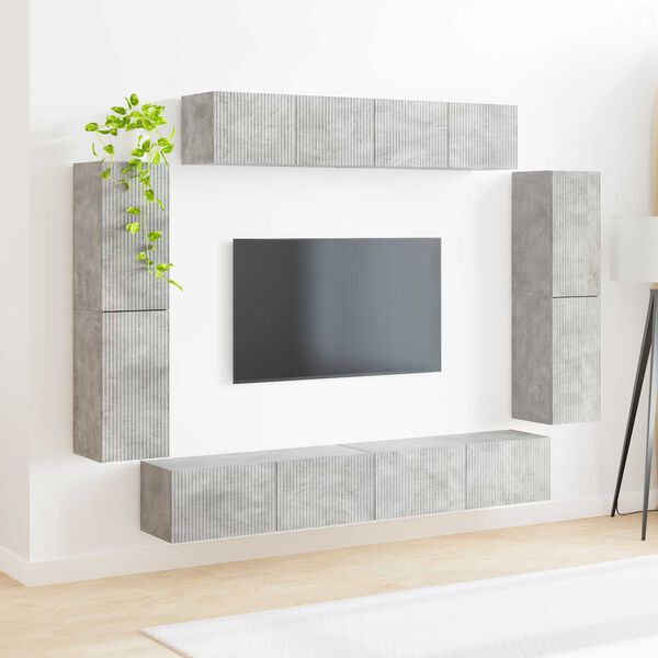 vidaXL Meuble TV 8 pcs Gris b&eacute;ton