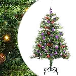 vidaXL Sapin de No&euml;l artificiel 150 LED Blanc chaud PVC et m&eacute;tal Vert
