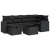 vidaXL Salon de jardin 7 pcs avec coussins noir r&eacute;sine tress&eacute;e