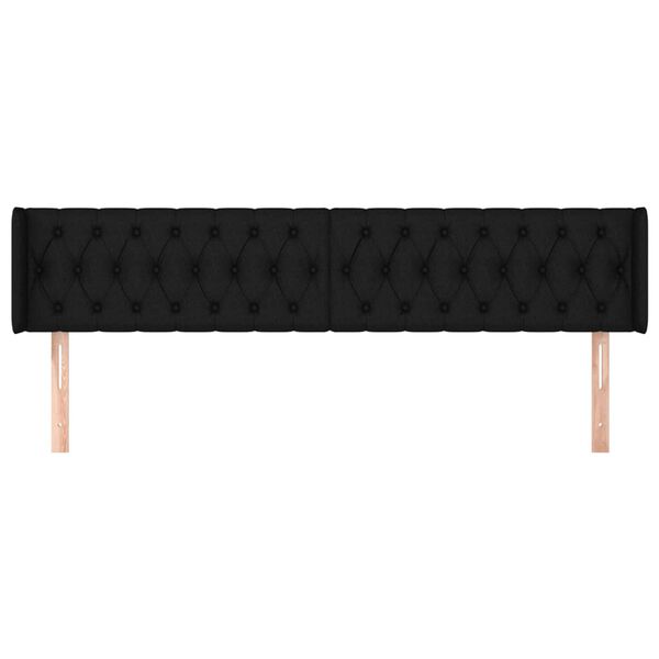 vidaXL T&ecirc;te de lit avec oreilles Noir 183x16x78/88 cm Tissu