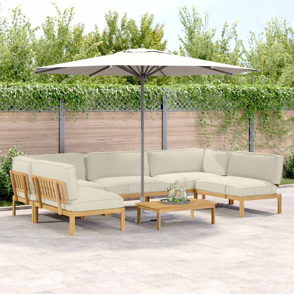 vidaXL Ensemble de Canap&eacute;s Uni 6 pcs Cr&egrave;me Bois d'Acacia Massif