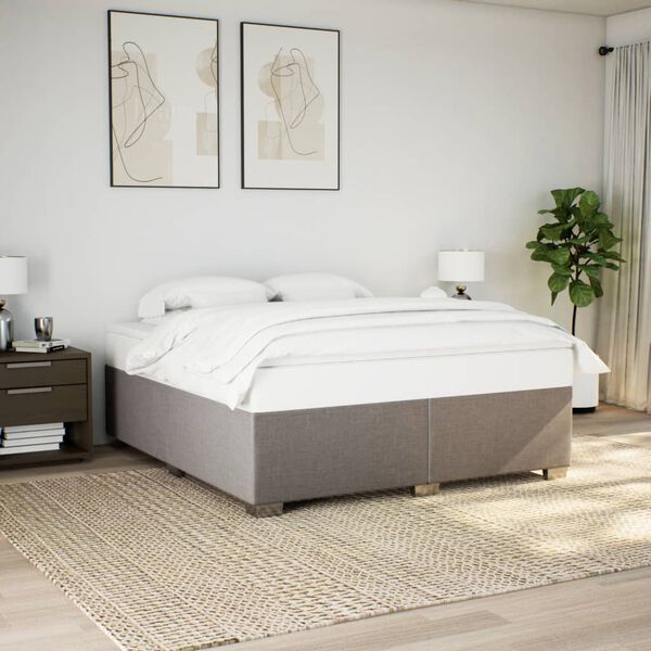 vidaXL Sommier &agrave; lattes de lit avec matelas Taupe 200x200 cm Tissu