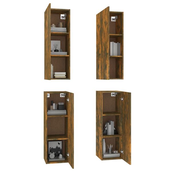 vidaXL Meubles TV 4 pcs Ch&ecirc;ne fum&eacute; 30,5x30x90 cm Bois d'ing&eacute;nierie