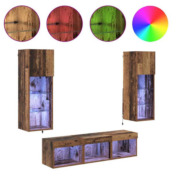 vidaXL Meubles TV muraux 5 pcs Ch&ecirc;ne noir 60 x 30 x 30 cm