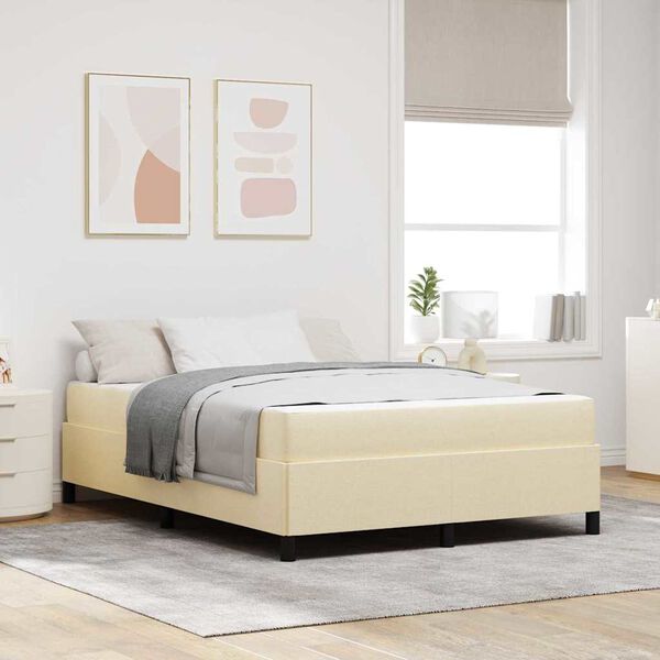 vidaXL Lit &agrave; ressorts avec matelas Cr&egrave;me 140 x 190 cm tissu