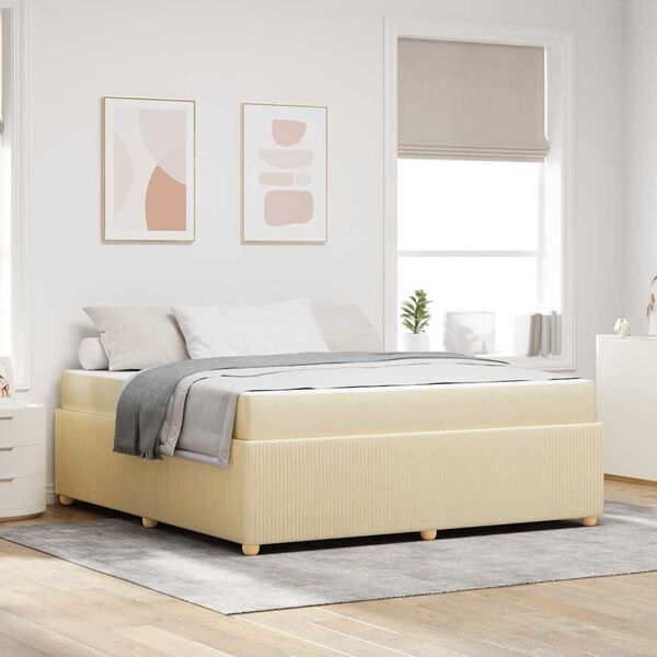 vidaXL Cadre de lit avec matelas Cr&egrave;me 180 x 200 cm tissu