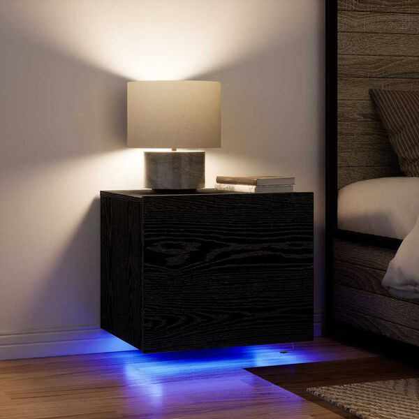 vidaXL Cabinet de chevet Ch&ecirc;ne noir 50 x 39 x 41 cm Bois d'ing&eacute;nierie