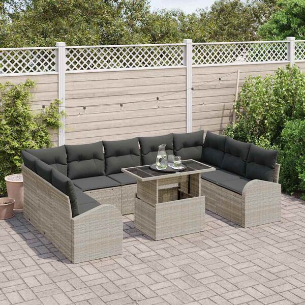 vidaXL Ensemble de canap&eacute; de jardin 10 pcs Gris clair et gris