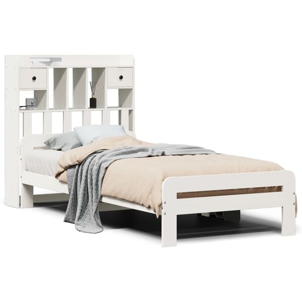 vidaXL Lit biblioth&egrave;que sans matelas blanc 75x190cm bois de pin massif