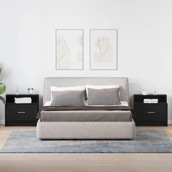 vidaXL Tables de chevet avec tiroir 2 pcs chêne noir 51x31x47 cm