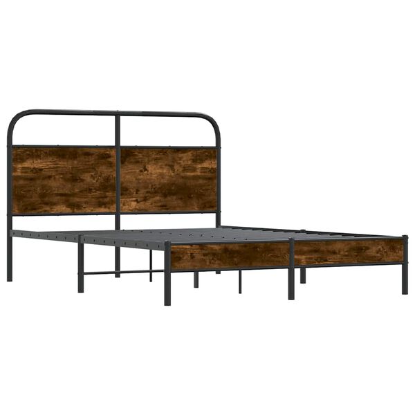 vidaXL Cadre de lit sans matelas 135x190 cm ch&ecirc;ne fum&eacute; bois ing&eacute;nierie