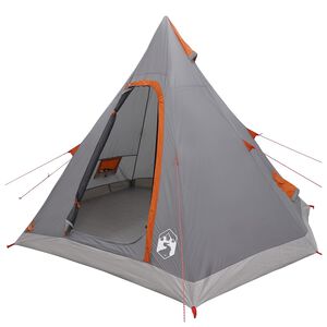 vidaXL 3 personne Gris et orange Polyester 185T avec rev&ecirc;tement PU