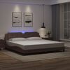 vidaXL Cadre de lit avec LED sans matelas Zadar marron 200x200 cm