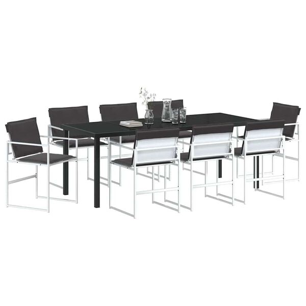 vidaXL Ensemble de salle &agrave; manger pour jardin 9 pcs Blanc