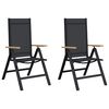 vidaXL Chaises de jardin inclinables 2 pcs Noir 58 x 73 x 111,5 cm