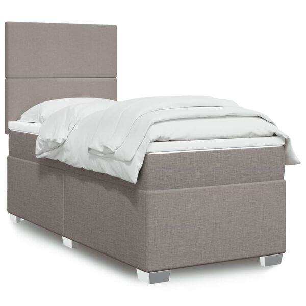 vidaXL Sommier &agrave; lattes de lit avec matelas Taupe 90x190 cm Tissu