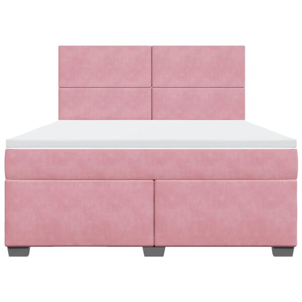 vidaXL Sommier &agrave; lattes de lit avec matelas Rose 180x200 cm Velours