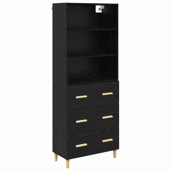 vidaXL Haut Armoire Ch&ecirc;ne noir 69,5 x 32,5 x 180 cm Bois d'ing&eacute;nierie