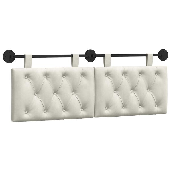 vidaXL T&ecirc;te de lit suspendue Cr&egrave;me 130 x 55 x 7 cm Velours