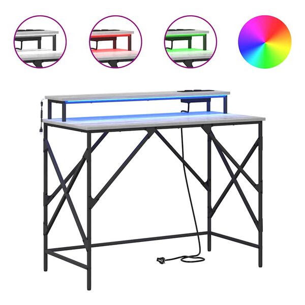 vidaXL Bureau Gris Sonoma 100 x 50 x 86,5 cm Bois d'ing&eacute;nierie