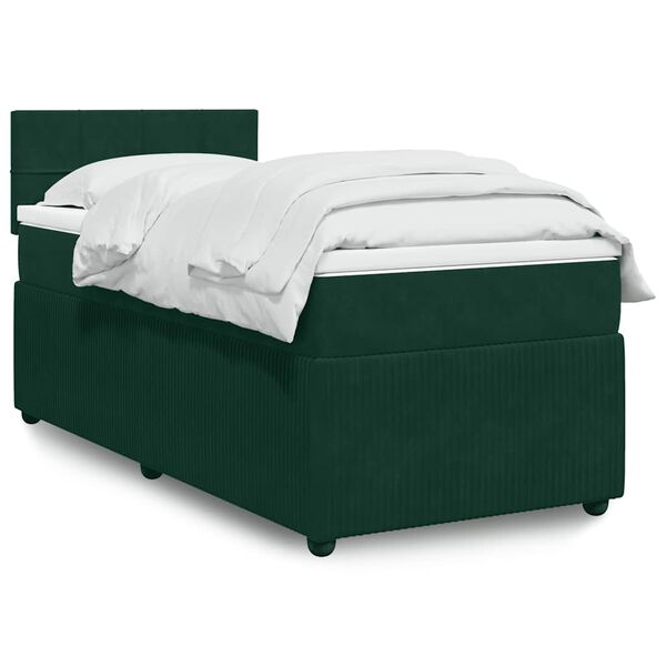 vidaXL Sommier &agrave; lattes de lit avec matelas Vert fonc&eacute; 100x200 cm