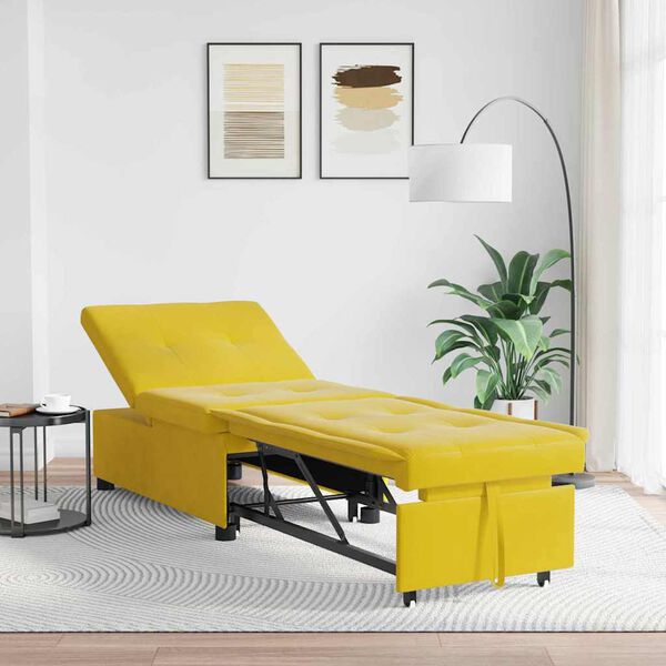 vidaXL Canap&eacute;-Lit Jaune 194 x 67 x 82 cm Velours