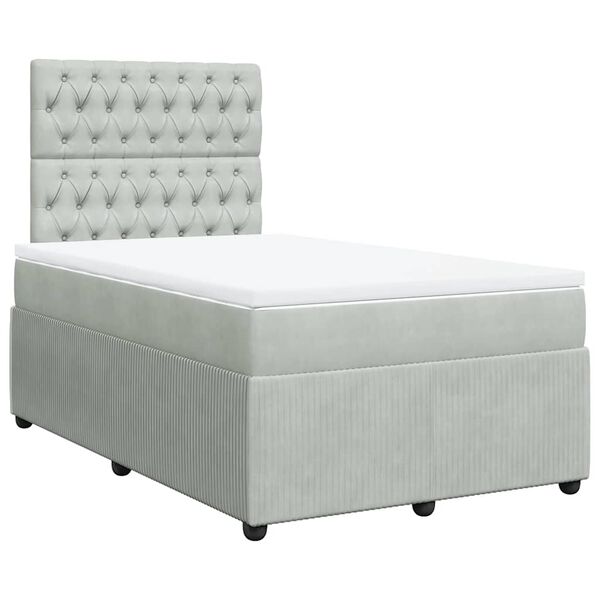 vidaXL Sommier &agrave; lattes de lit et matelas gris clair 120x190cm velours