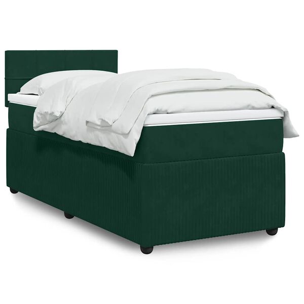 vidaXL Sommier &agrave; lattes de lit avec matelas Vert fonc&eacute; 100x200 cm