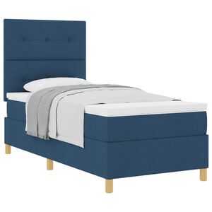 vidaXL Lit &agrave; ressorts avec t&ecirc;te de lit Bleu 80 x 200 cm tissu