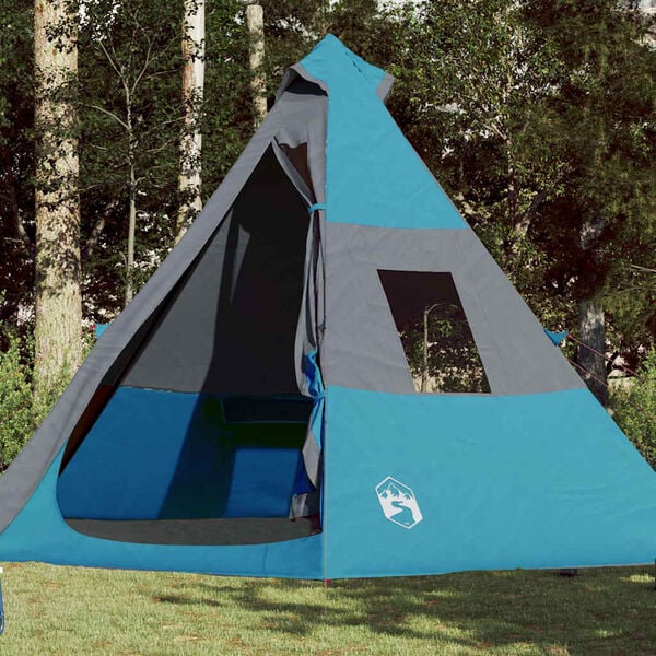 vidaXL Tente de camping tipi 7 personnes bleu imperméable