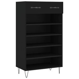 vidaXL Armoire &agrave; chaussures noir 60x35x105 cm bois d'ing&eacute;nierie