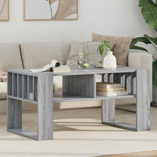 vidaXL Table basse Gris Sonoma 92 x 49,5 x 45 cm Bois d'ing&eacute;nierie